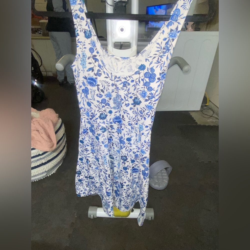 Blue and white dress